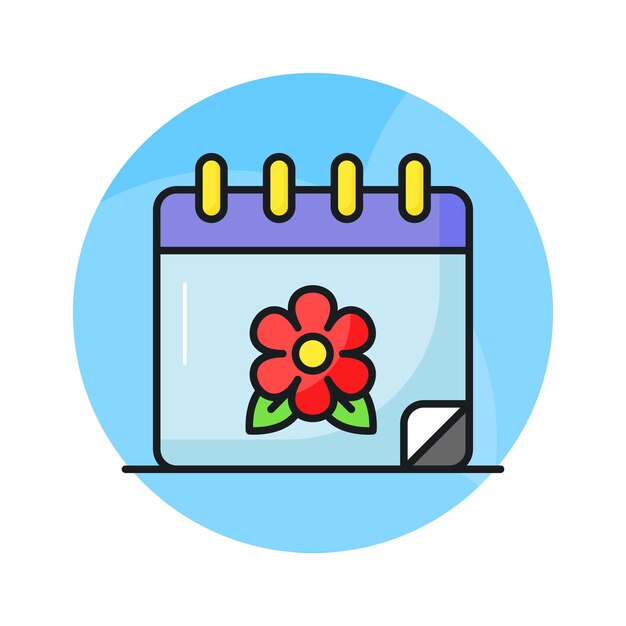 Vector flower on calendar denoting concept vector of spring calendar in editable style