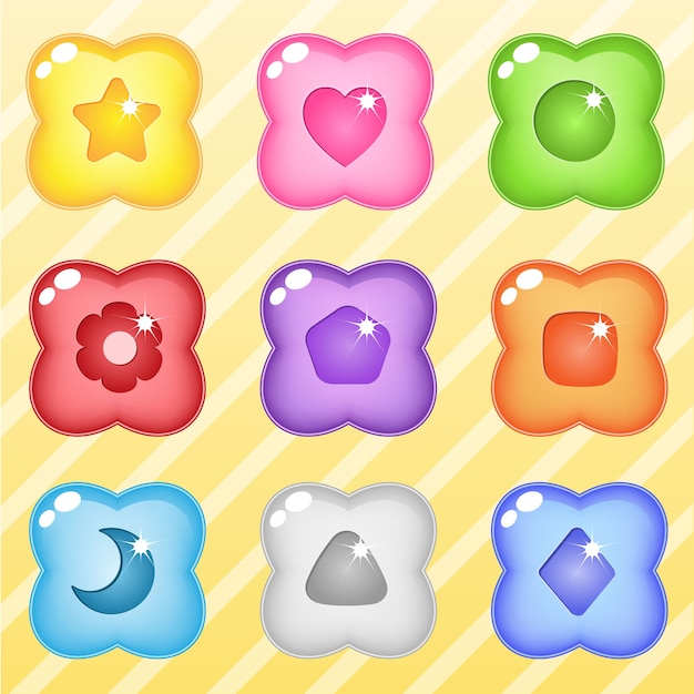 Flower candy block puzzle button glossy jelly