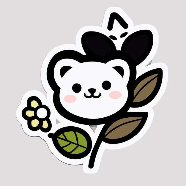 Vector flower cartoon character hand drawn flat stylish sticker icon concept isolated illustration