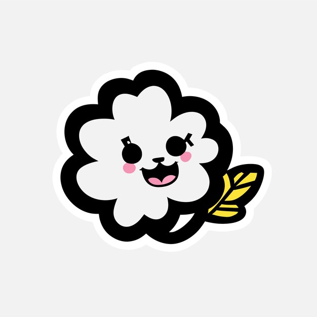 Vector flower cartoon character hand drawn flat stylish sticker icon concept isolated illustration