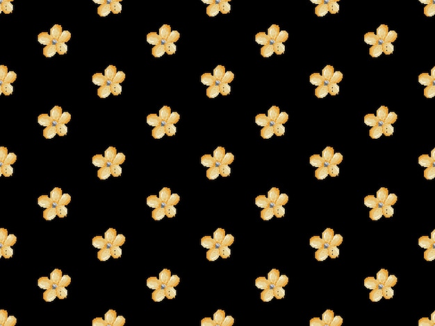 Flower cartoon character seamless pattern on black background Pixel stylex9