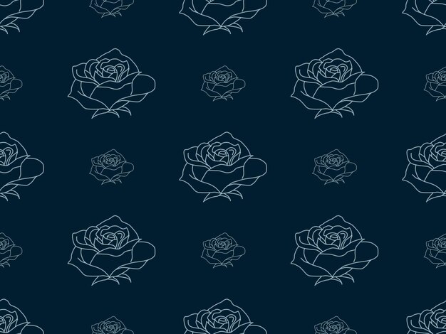 Flower cartoon character seamless pattern on blue background