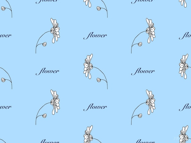 파란색 배경에 꽃 만화 캐릭터 원활한 패턴