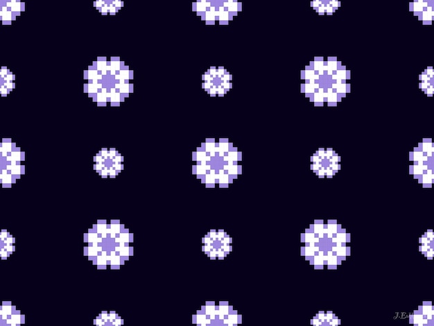 Vector flower cartoon character seamless pattern on purple background