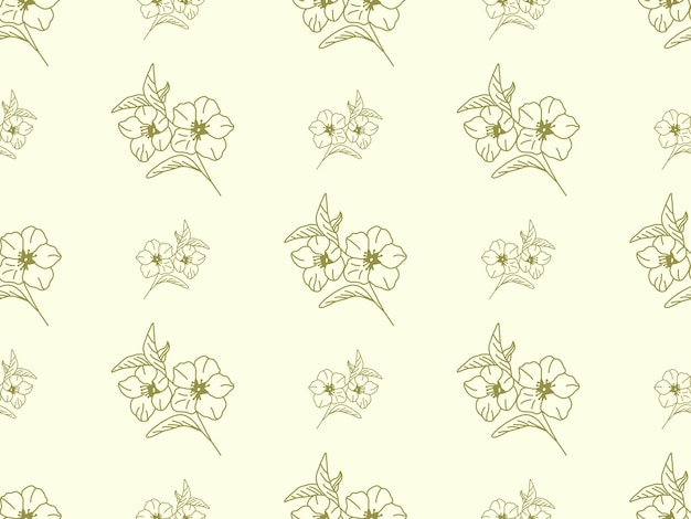 Flower cartoon character seamless pattern on yellow background