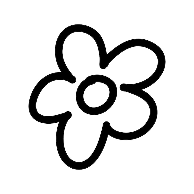 花漫画イラスト落書きスタイル手描きライン スケッチ花のベクトル アイコン