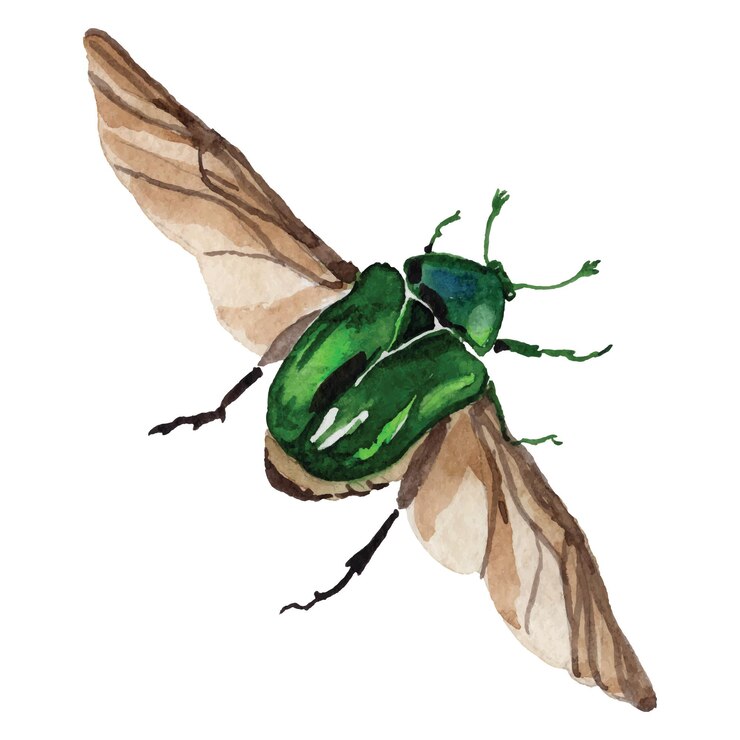 Vector flower chafer watercolor