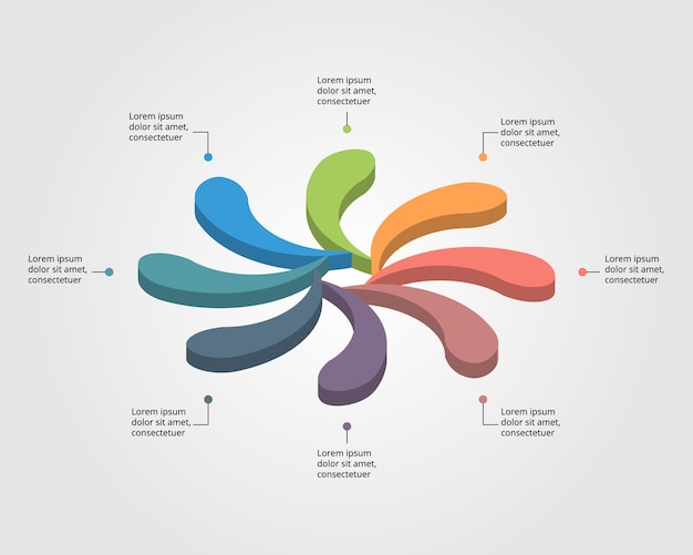 flower chart template for infographic for presentation for 8 element