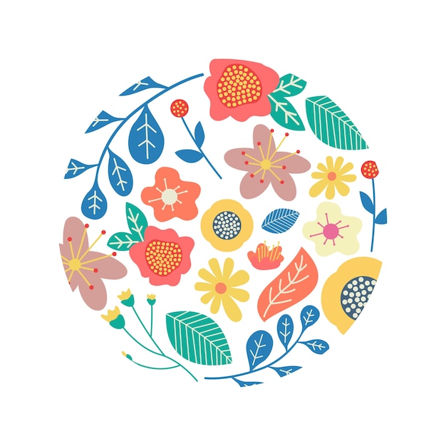 Vector flower circle badge