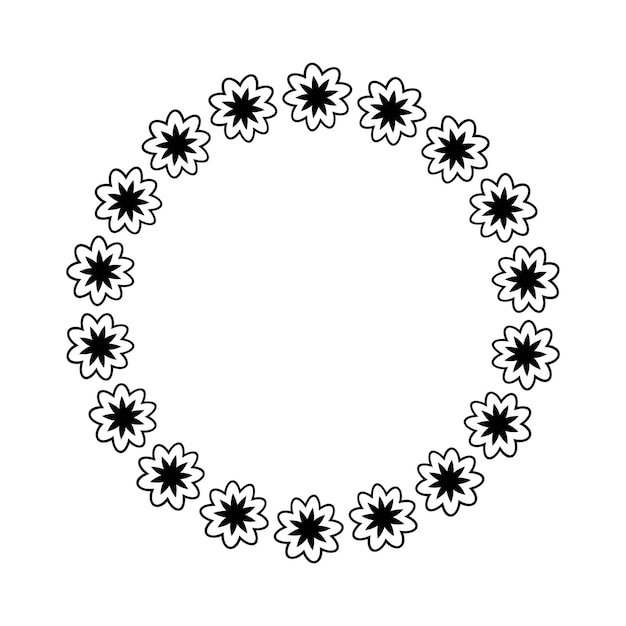 Дизайн границы цветочного круга закругленное цветочное кольцо рамки для декоративного орнамента на векторной иллюстрации