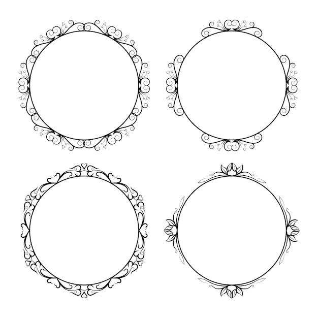 Vector flower circle frame floral frame outline vector