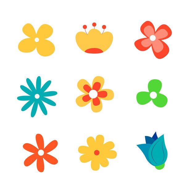 Vector flower collection vector illustration in a flat style template for design