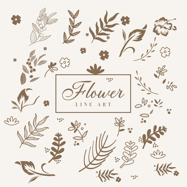 Vector flower collection with leaves floral bouquets vector flowers spring art print with botanical