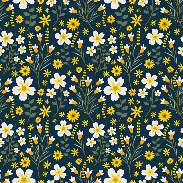 花のカラフルなパステルのシームレスパターン