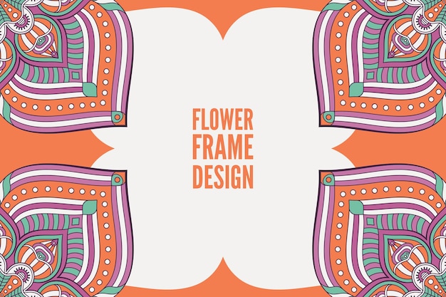 Flower colorful round ornament frame