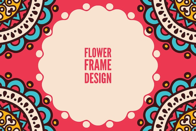 Flower colorful round ornament frame