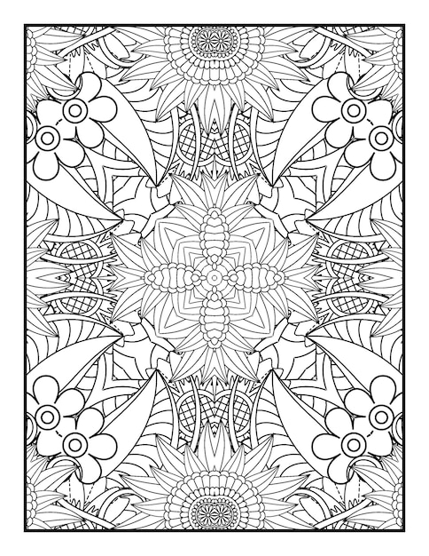 Flower coloring book for adults hand drawn flower illustration