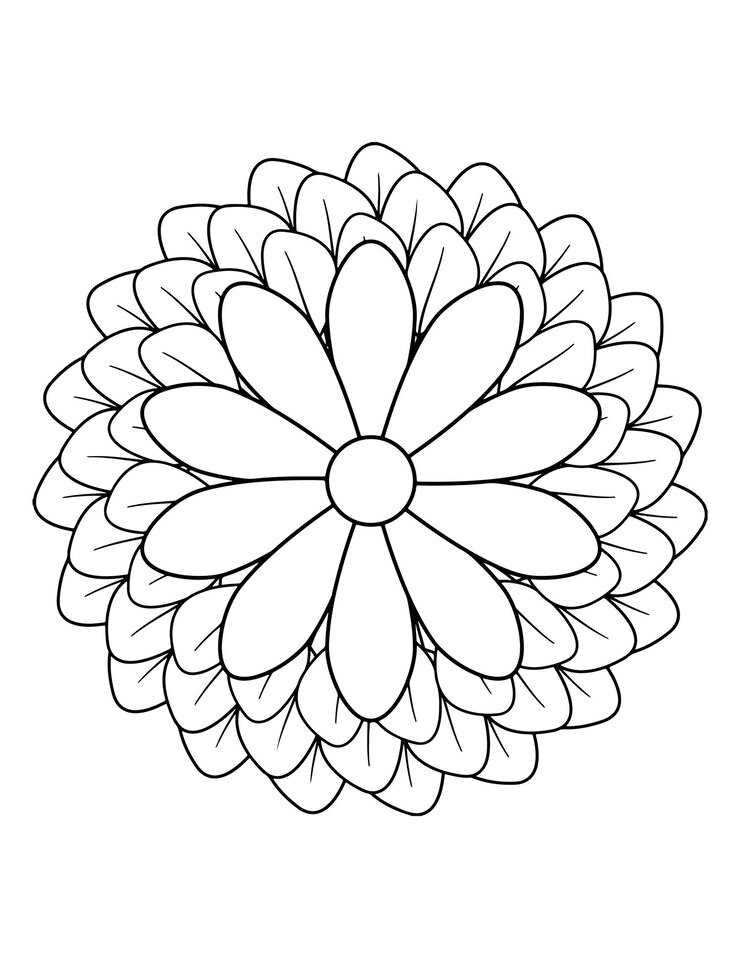 Vector 꽃 색칠 공부, 성인을 위한 꽃 색칠 공부. 만다라 색칠 페이지, 헤나 문신.