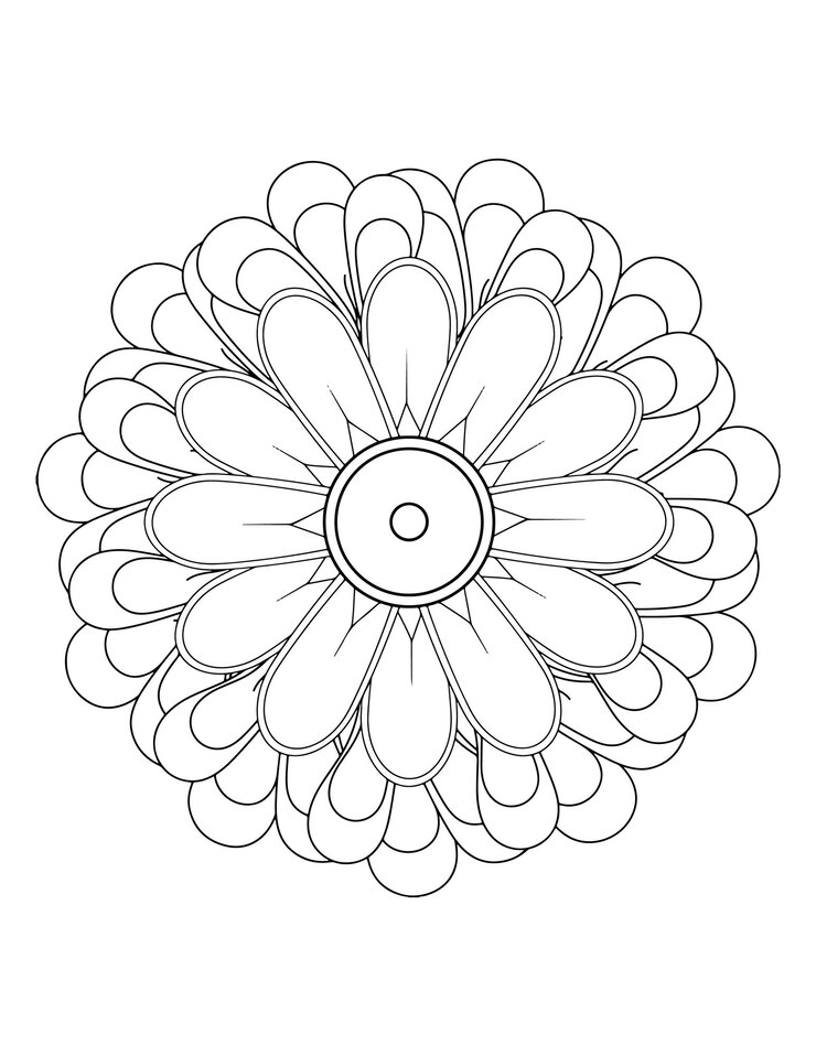 Vector 꽃 색칠 공부, 성인을 위한 꽃 색칠 공부. 만다라 색칠 페이지, 헤나 문신.