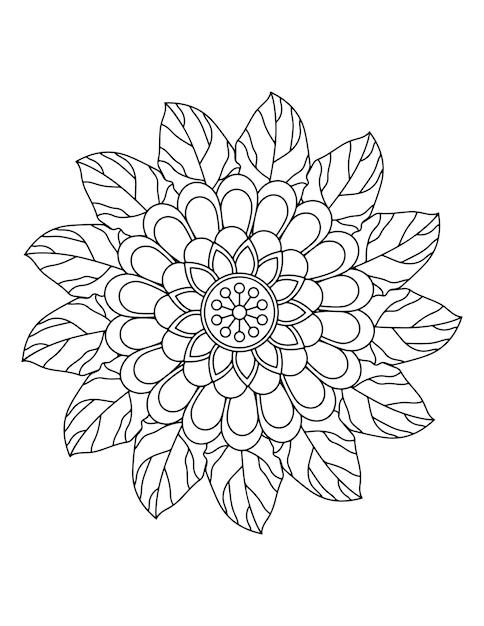 Flower coloring book, floral coloring book for adults. mandala coloring pages, henna tattoo.