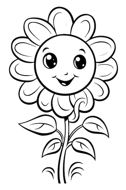 Vector flower coloring book page outline