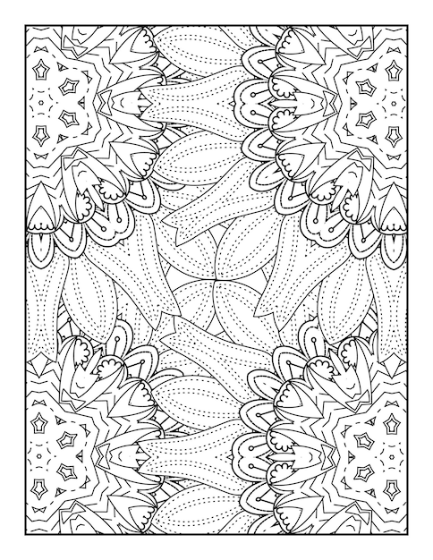 Pagina da colorare di fiori. mandala di fiori da colorare