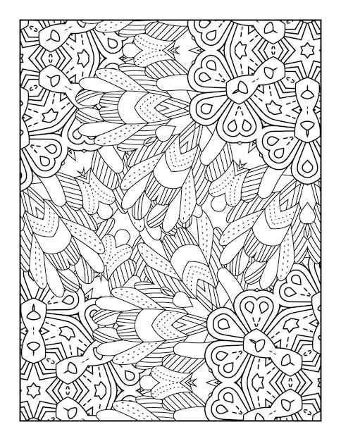 Pagina da colorare di fiori. mandala di fiori da colorare