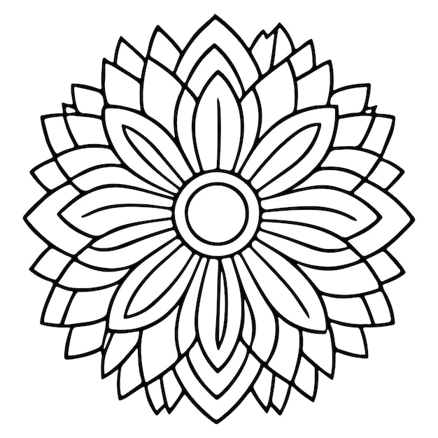 Flower coloring page illustration Hand drawn coloring page for kids