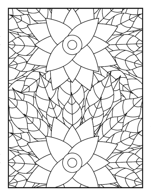 Flower coloring page KDP for adults