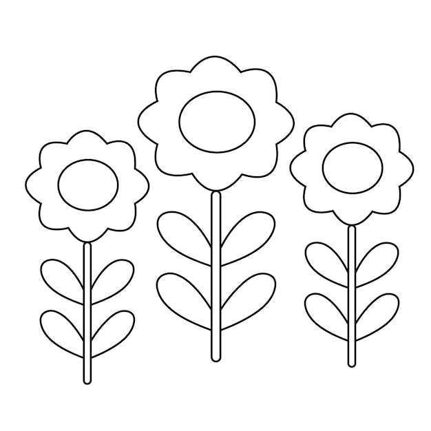 Vector flower coloring page for kids