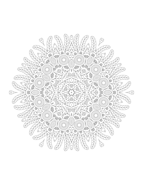 Pagina da colorare di fiori. mandala. mandala di fiori. pagina da colorare