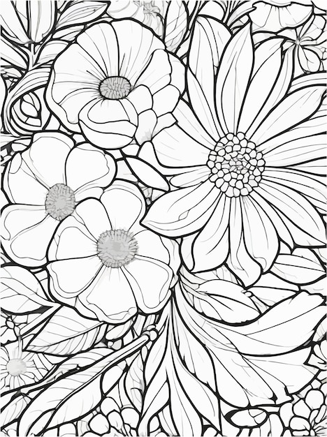 Vector flower coloring page