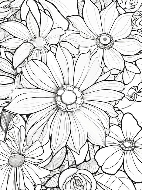 Vector flower coloring page