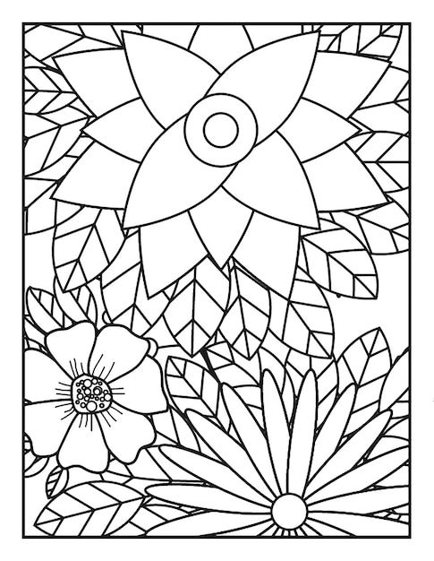 꽃 색칠 페이지 배경