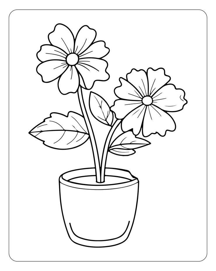 Vector flower coloring pages for kids flower illustration