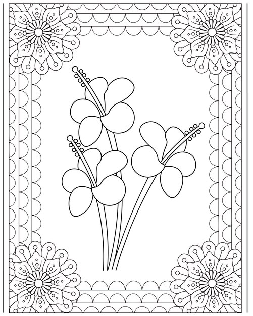 Flower coloring pages kids interior