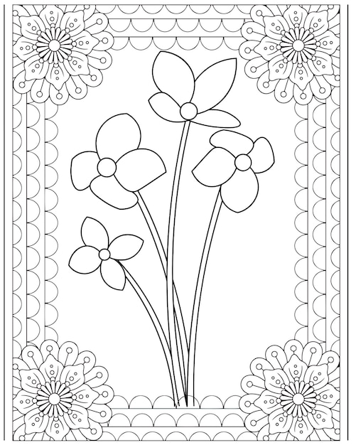 Flower Coloring Pages Kids KDP interior