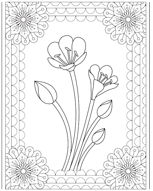 Flower Coloring Pages Kids KDP interior