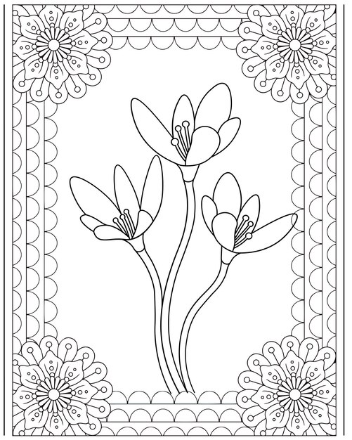 Flower Coloring Pages Kids KDP interior