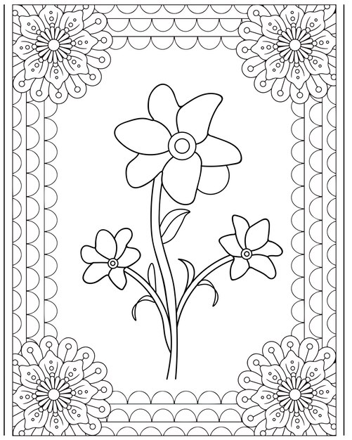 Flower Coloring Pages Kids KDP interior