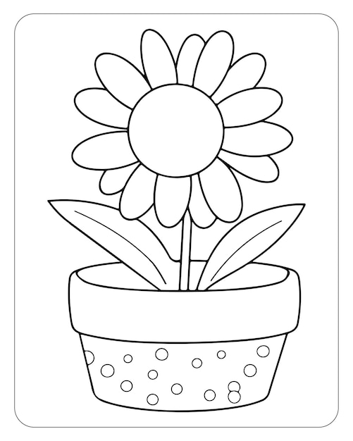 Vector flower coloring pages for kids