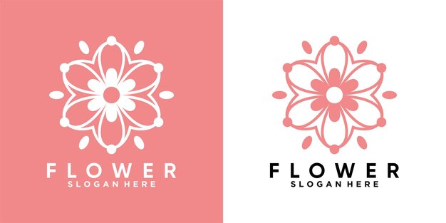 花は装飾ロゴデザインとスタイルとクリエイティブコンセプトを組み合わせています