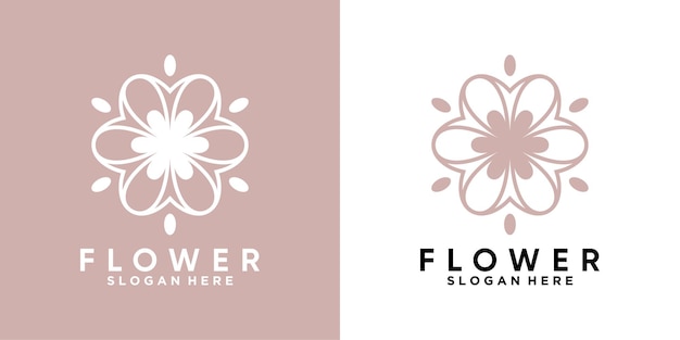 꽃은 장식 로고 디자인과 스타일 및 창의적인 컨셉을 결합합니다.