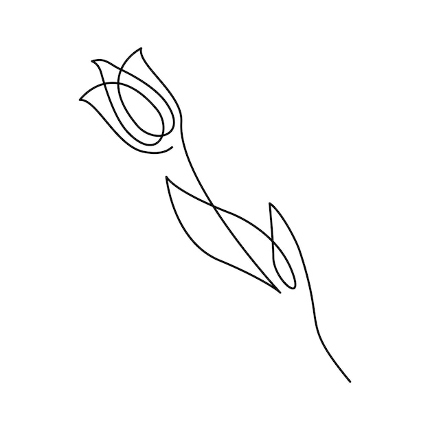 Vector flower continuous line vector illustration isolated on a white background