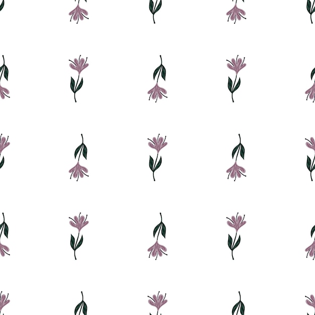 Flower cute seamless pattern. Hand drawn field background. Repeated texture in doodle style for fabric, wrapping paper, wallpaper, tissue. Vector illustration.