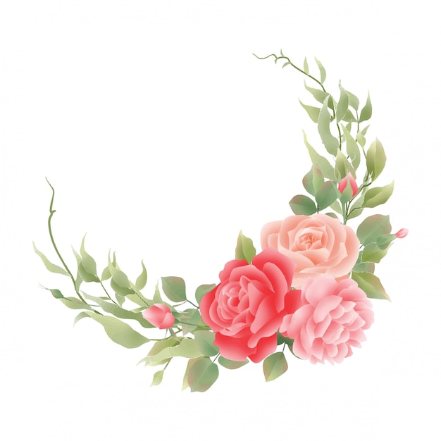 Цветочная декорация акварель роза и листья стиль декорации