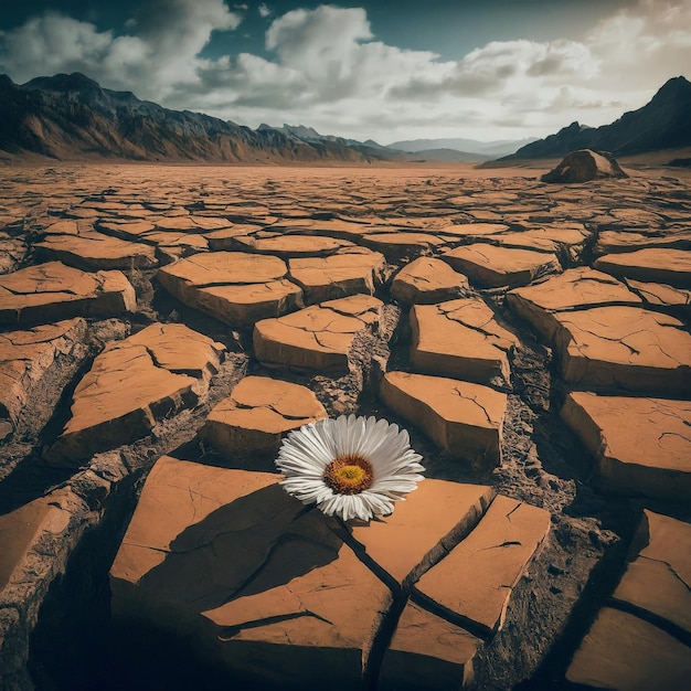 Vector a flower in a desert with a flower in the middle of it