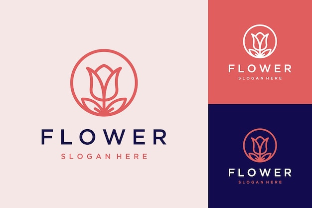 Vector flower design logo with a circle