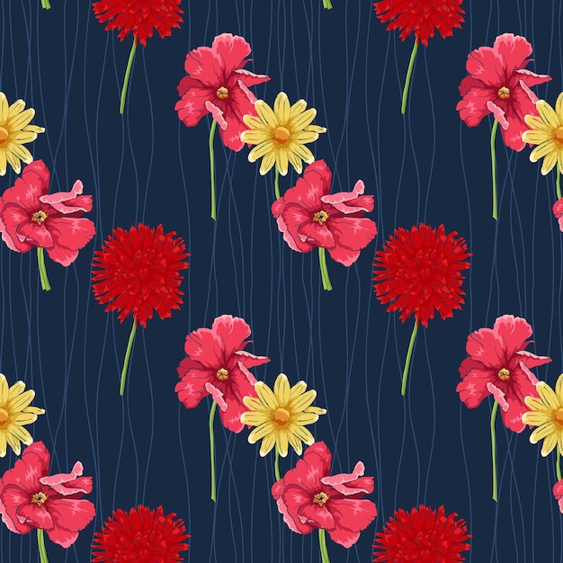 flower design for scarf and textile print seamless pattern background vector