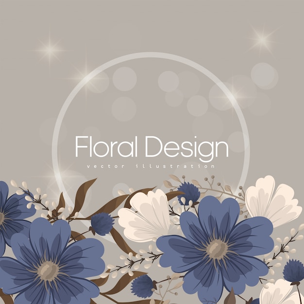 Flower designs border - blue flowers